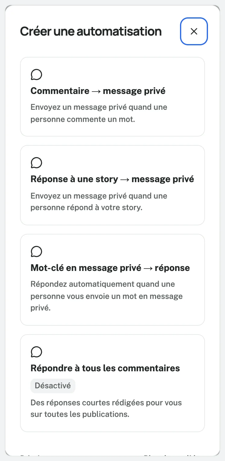 Commentaire → message privé
